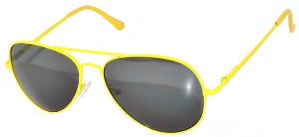 Aviator Sunglasses - Yellow Frame / Smoke Lens / Spring Hinges