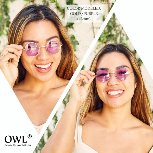 Round Sunglasses - Small (43mm) Gold Frame / Two-tone Purple Clear Lens