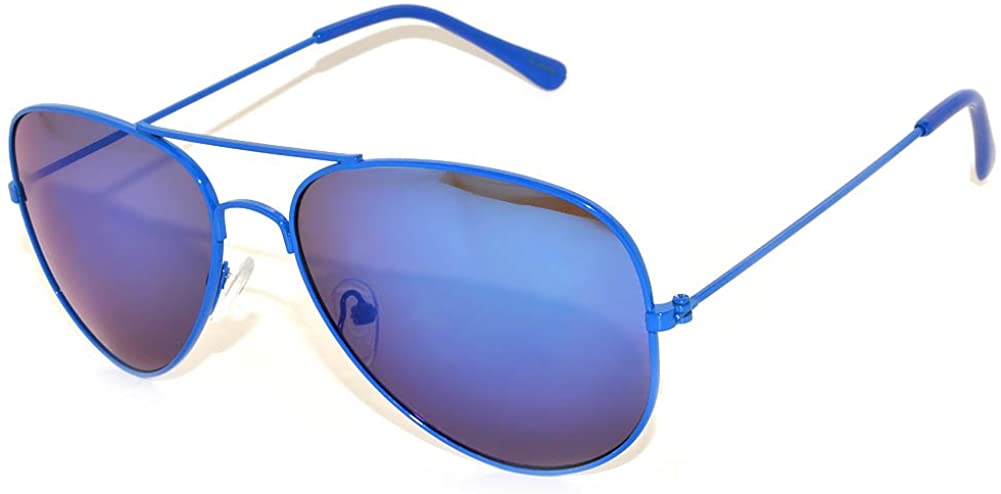 Aviator Sunglasses - Blue Frame / Blue Mirror Lens