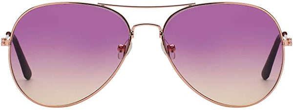Aviator Sunglasses - Gold Frame / Purple Two-tone Lens