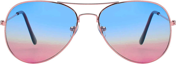 Aviator Sunglasses - Gold Frame / Blue Pink Two-tone Lens