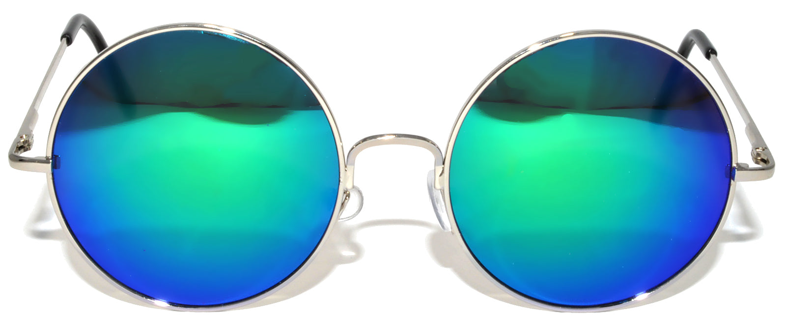 OWL Round Sunglasses Silver Metal Frame UV400 Bluegreen  display picture 2