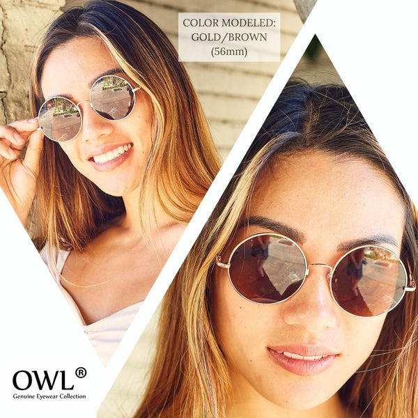 Round Sunglasses - (56mm) Gold Frame / Clear Lens