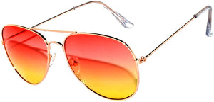 Aviator Sunglasses - Gold Frame / Red Yellow Two-tone Lens