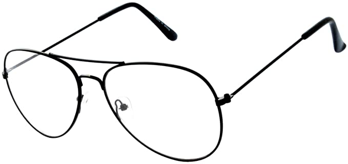 Aviator Sunglasses - Black Frame / Clear Lens