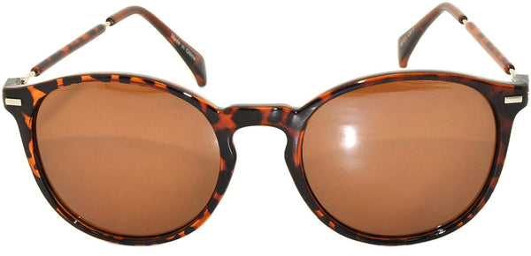 Round Panto Retro Sunglasses - Leopard Frame / Brown Lens