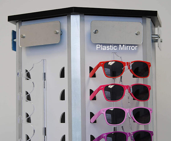 Rotating Floor Display for 120 Sunglasses with Wheels and Mirrors #6021