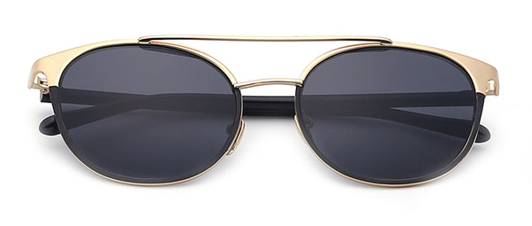 Designer Cat Eye Sunglasses - Black & Gold Frame / Smoke Lens