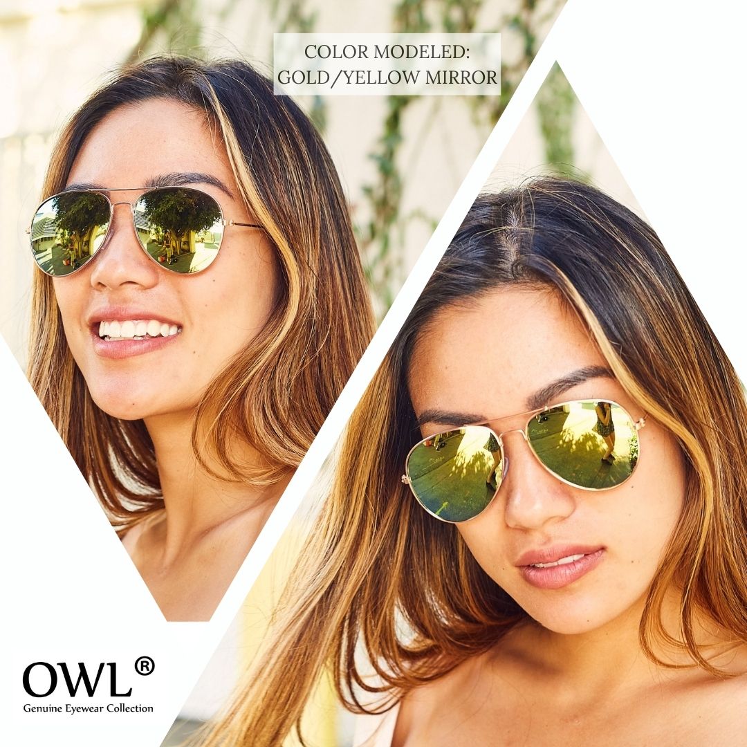 Aviator Sunglasses - Gold Frame / Yellow Mirror Lens  display picture 1