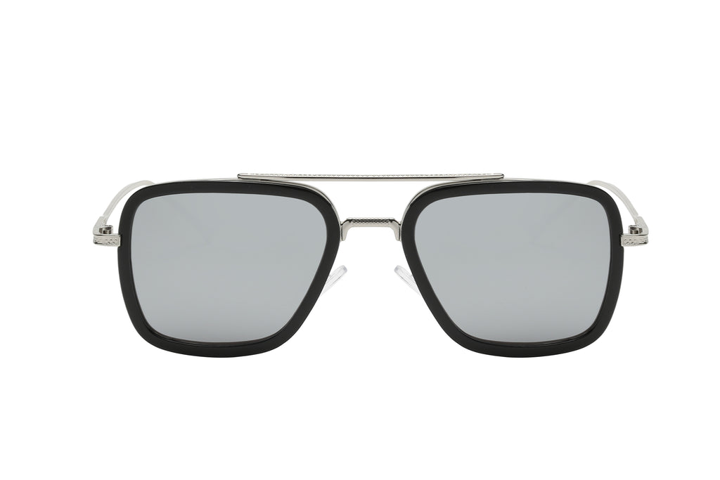 Tony Stark Aviator Sunglasses UV400 Silver Frame Silver Mirror
