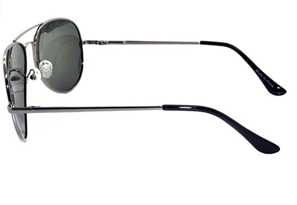 Aviator Sunglasses - Gun Color Frame / Smoke Polarized Lens / Spring Hinges
