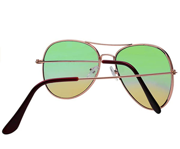 Aviator Sunglasses - Gold Frame / Green Yellow Two-tone Lens