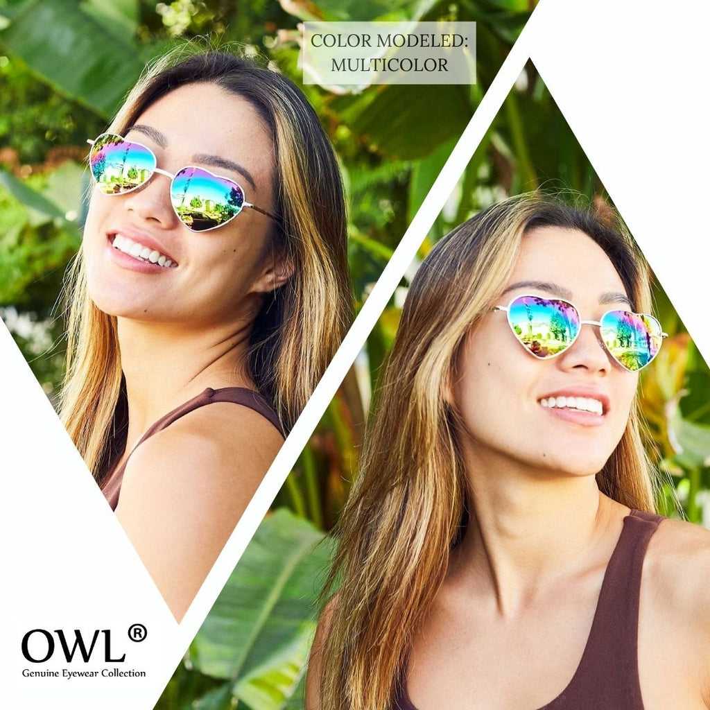 Heart-Shaped Crystal Sunglasses - Blue and Gold Small Heart Shaped Polarized Sunglasses Metal Frame Hippie  main image 4
