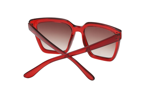 Women's Oversized Square Sunglasses - Red Frame / Gradiant Brown Lens