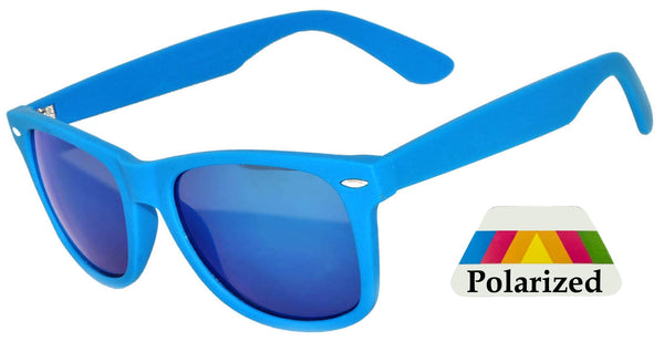 Kids Rectangle Sunglasses - Matte-Blue Frame / Mirror Polarized Lens