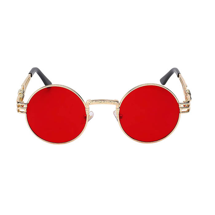 OWL Steampunk Gothic Sunglasses UV400 Red Lens Golden Metal  display picture 1
