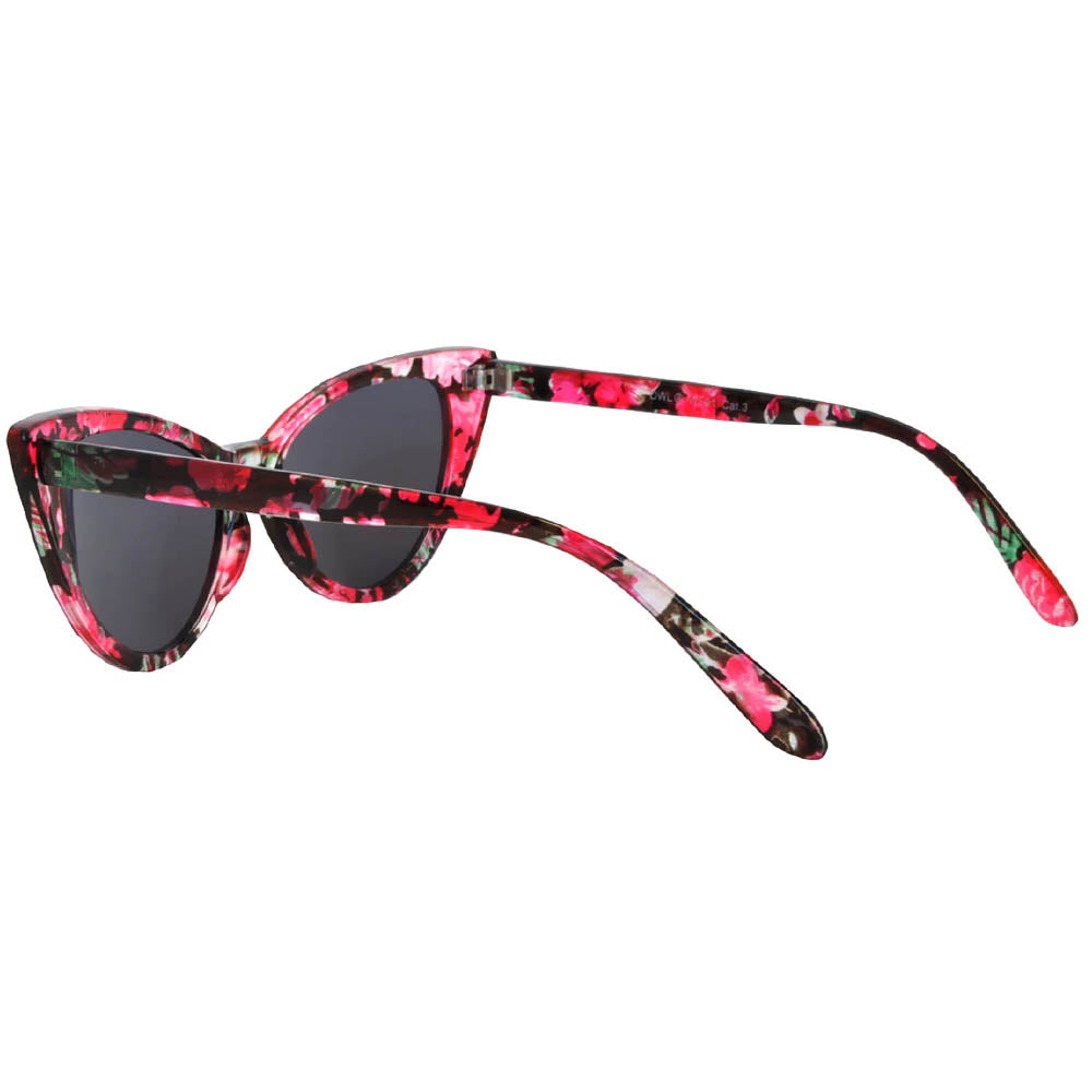 Black & Red Floral Chic Cat Eye Sunglasses Elena - Cat Eye Floral Frame Sunglasses For Women | Eyebuydirect main image 2