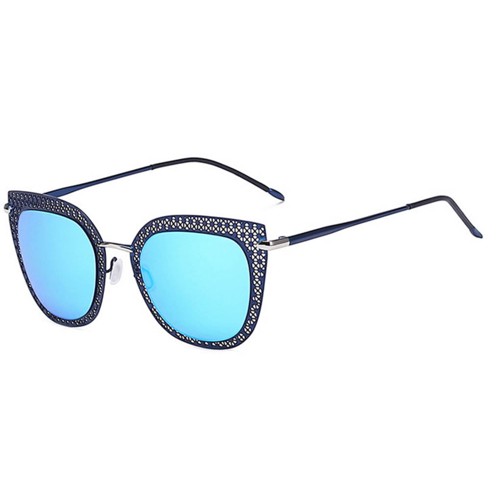 Designer Sunglasses - Silver Frame / Blue Mirror Lens