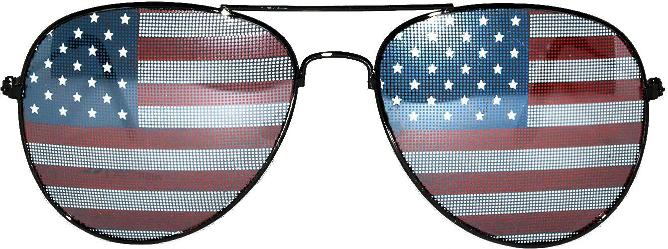 Aviator Sunglasses - Black Frame / American Flag Lens