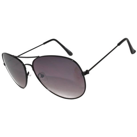 Aviator Sunglasses - Black Frame / Purple Smoke Lens