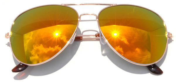 Aviator Sunglasses - Gold Frame / Red Mirror Lens