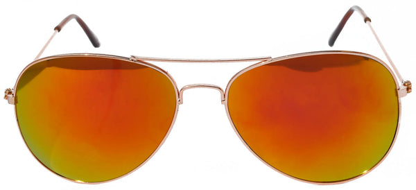 Aviator Sunglasses - Gold Frame / Red Mirror Lens