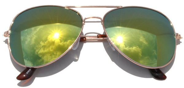 Aviator Sunglasses - Gold Frame / Yellow Mirror Lens