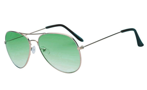 Aviator Sunglasses - Gold Frame / Green Clear Two-tone Lens