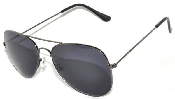 Aviator Sunglasses - Gun Color Frame / Smoke Lens