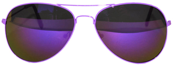 Aviator Sunglasses - Purple Frame / Purple MIrror Lens