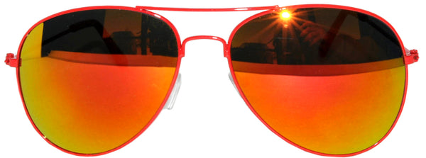 Aviator Sunglasses - Red Frame / Red Mirror Lens