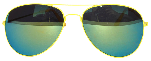 Aviator Sunglasses - Yellow Frame / Yellow Mirror Lens