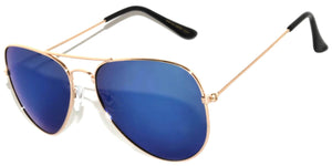 Aviator Sunglasses - Gold Frame / Blue Mirror Lens