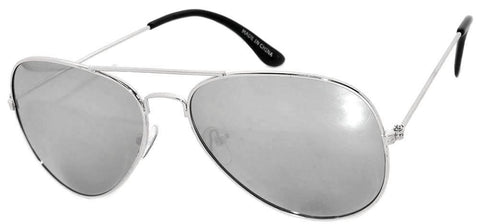 Aviator Sunglasses - Silver Frame / Mirror Lens