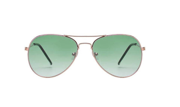 Aviator Sunglasses - Gold Frame / Green Clear Two-tone Lens