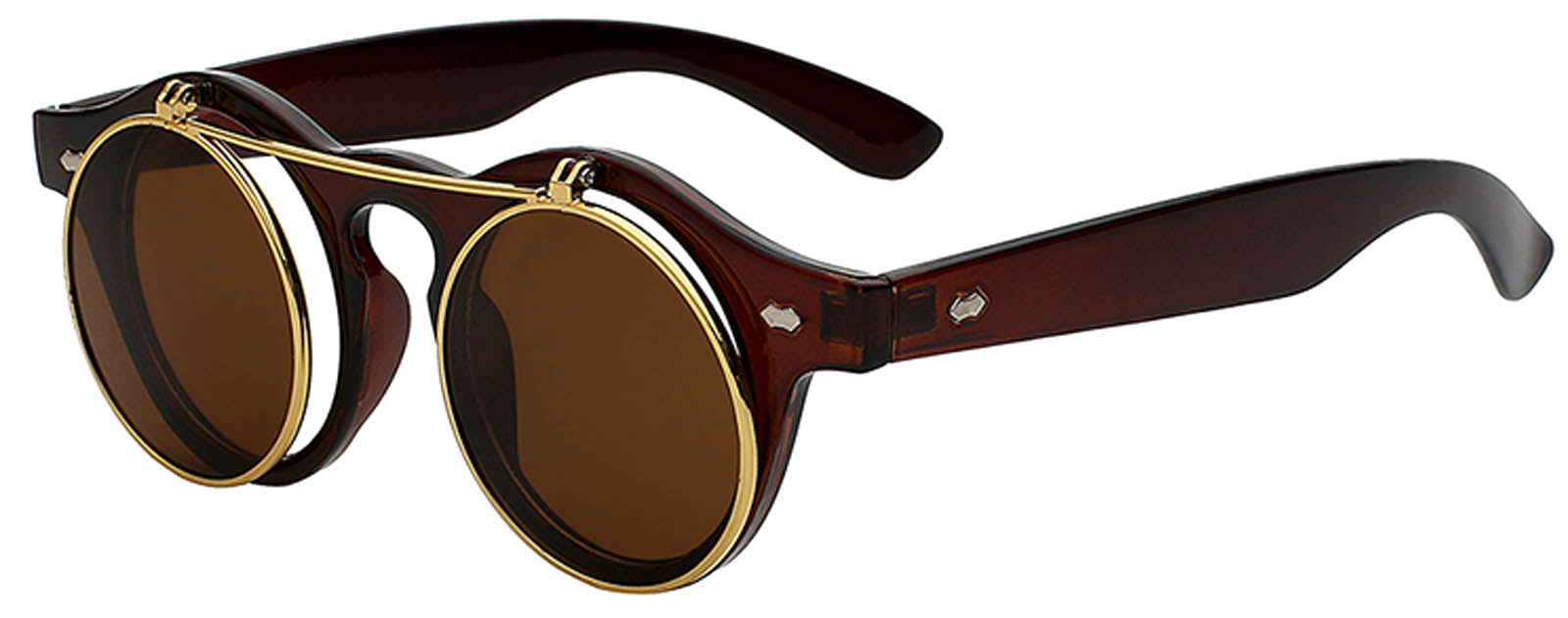 flip up sunglasses brown