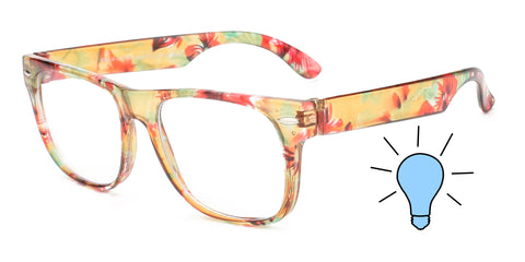 Kids Bluelight Computer Glasses - Floral Yellow Frame / Clear Anti-Blue Light Lens