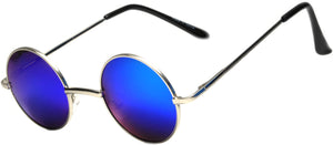 Round Sunglasses - Small (43mm) Silver Frame / Blue Mirror Lens