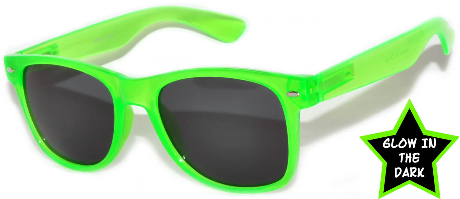 Glow in the Dark Sunglasses - Green Frame / Smoke Lens