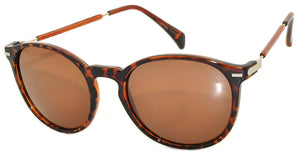 Round Panto Retro Sunglasses - Leopard Frame / Brown Lens