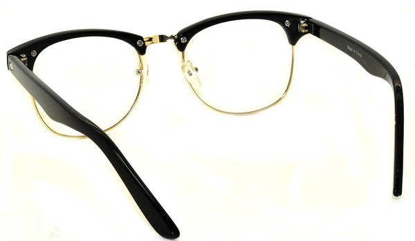 Half Frame Sunglasses / Black Gold Frame / Clear Lens