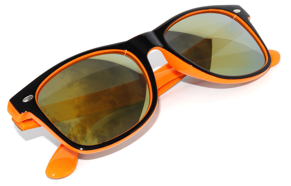 UV400 Sunglasses Sunnytop Lens Shop Mirror OWL Polycarbonate (Black/Orange) Two – Tone