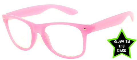Glow in the Dark Sunglasses - Pink Frame / Clear Lens